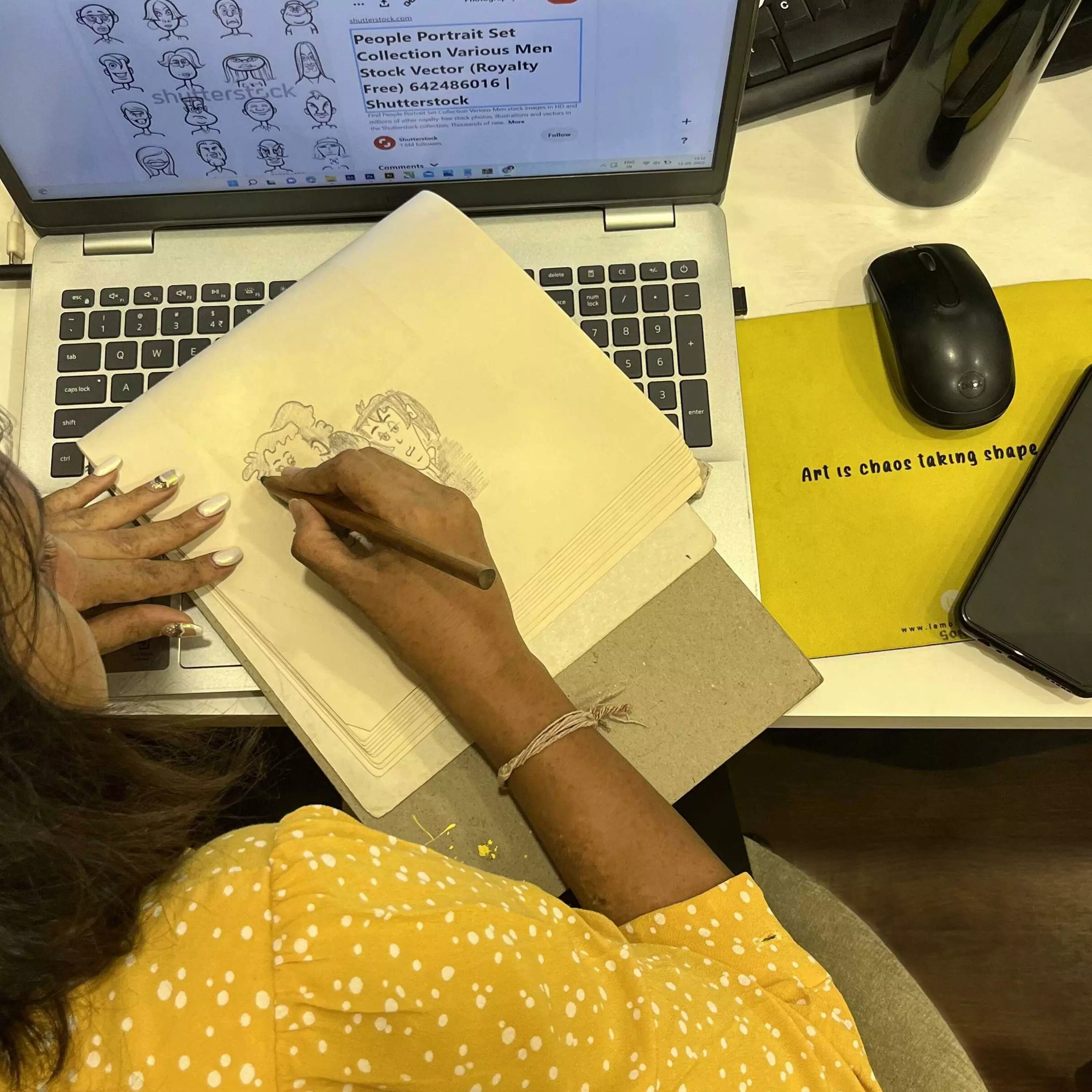 Designer adding aestehtic to work