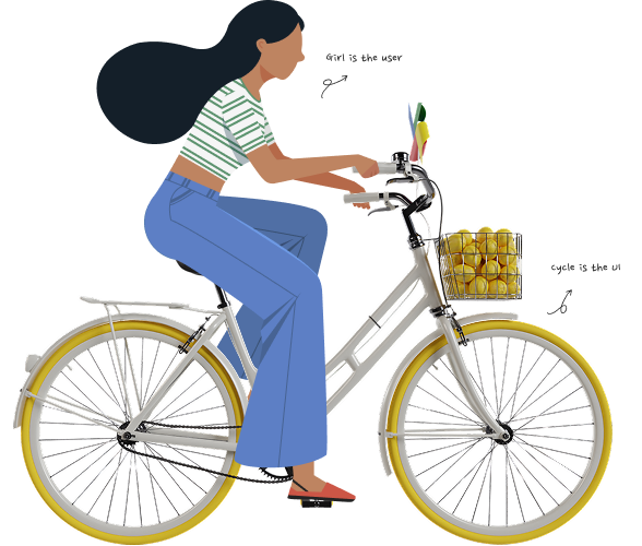 A person riding a cycle conveys who the user is, the interface used to have a great experience.